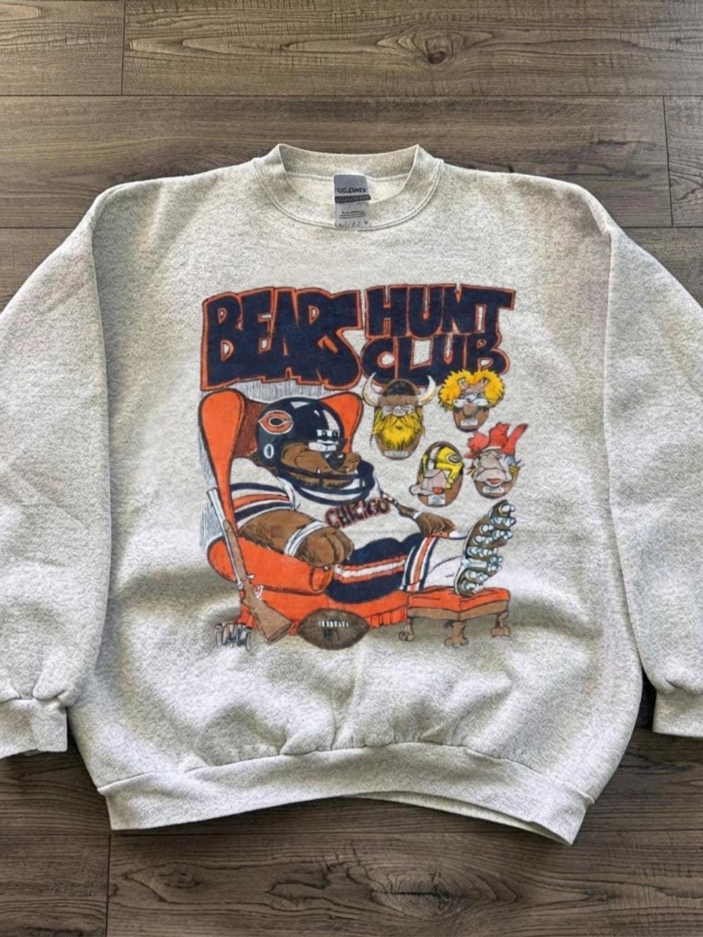 Gildan Gray Crewneck Sweatshirt with Orange & Navy Graphic